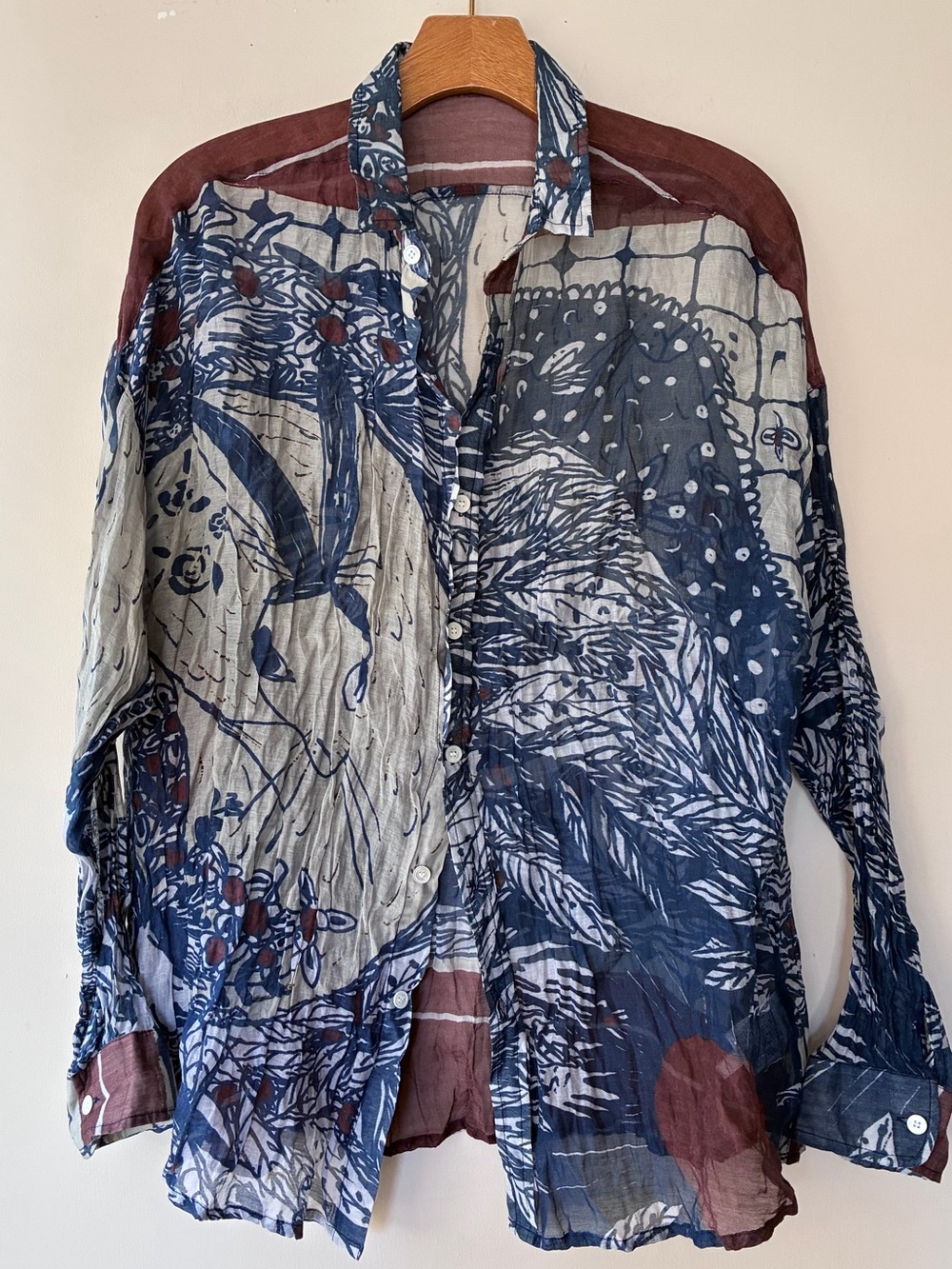 Kusa Kanmuri Silk Cotton Artist Designed Shirt Rabbit Print